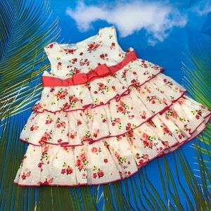 Small Wonders Peach Flowers Ruffle Dress